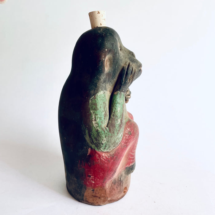 Painted Clay Monkey Mezcal Bottle - Chango Mezcalero - Medium - Telerita