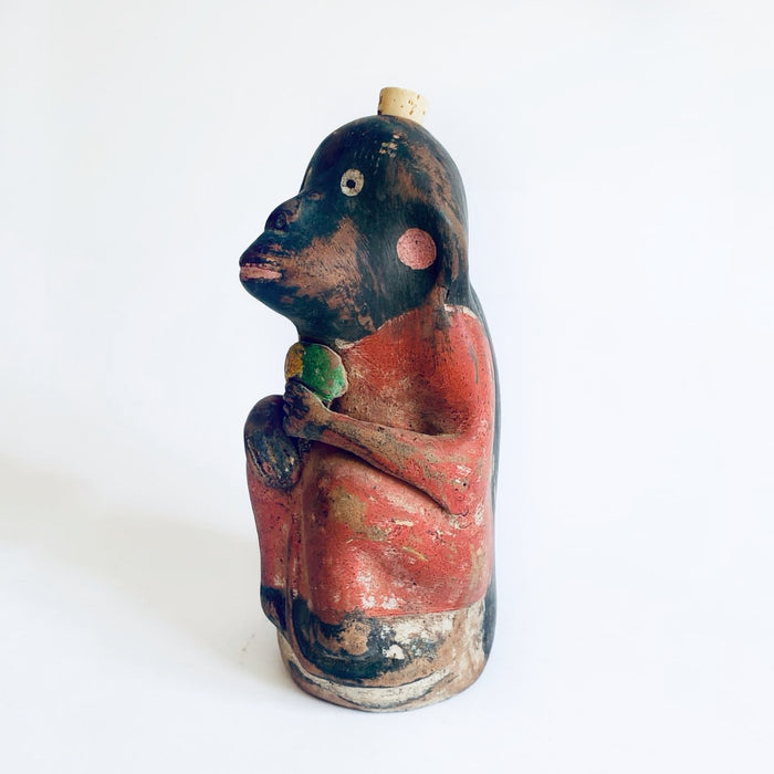 Painted Clay Monkey Mezcal Bottle - Chango Mezcalero - Medium - Helado