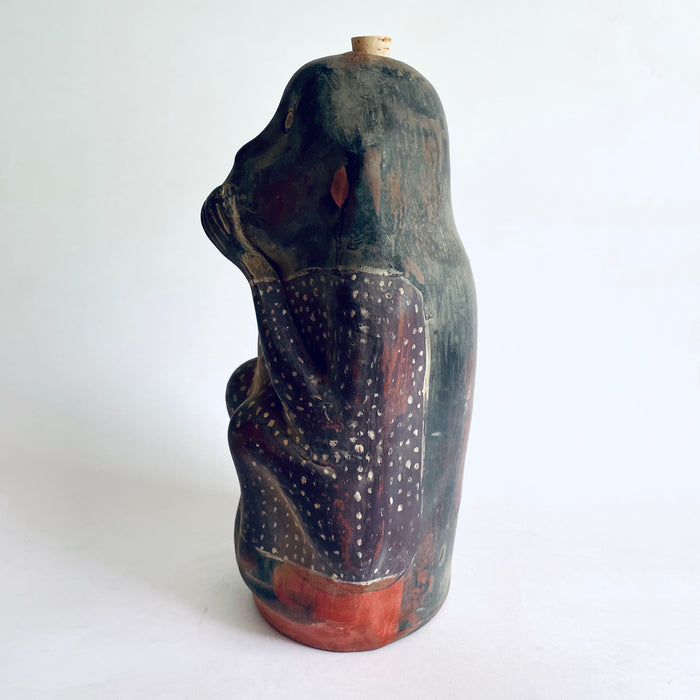 Painted Clay Monkey Mezcal Bottle - Chango Mezcalero - Large - Camisón con Puntitos