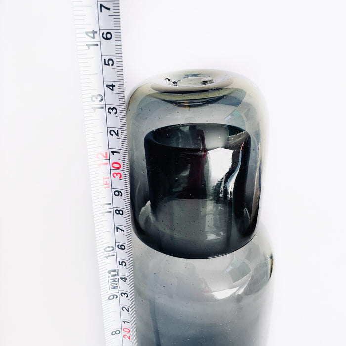 Blown Glass Water Carafe & Glass - Large - Cylindrical - Smoke