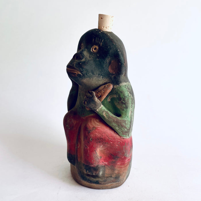 Painted Clay Monkey Mezcal Bottle - Chango Mezcalero - Medium - Telerita