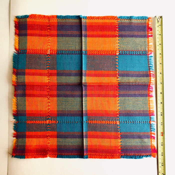 Pedal Loom Handwoven Cotton Napkins - Sunset - Set of 4
