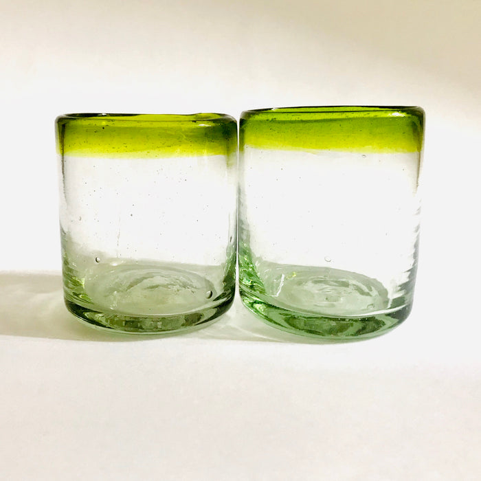 Blown Glass Tumbler With Colored Rim