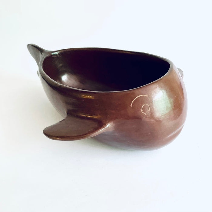 Burnished Clay Fish Salsa Bowl - Large - Brown