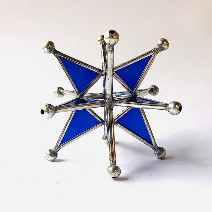 Mexico 1492 - Tinplate borders and colored glass star can be a stunning detail on your table, mantelpiece, nightstand, an amazing Christmas tree ornament, or a garland pendant.  