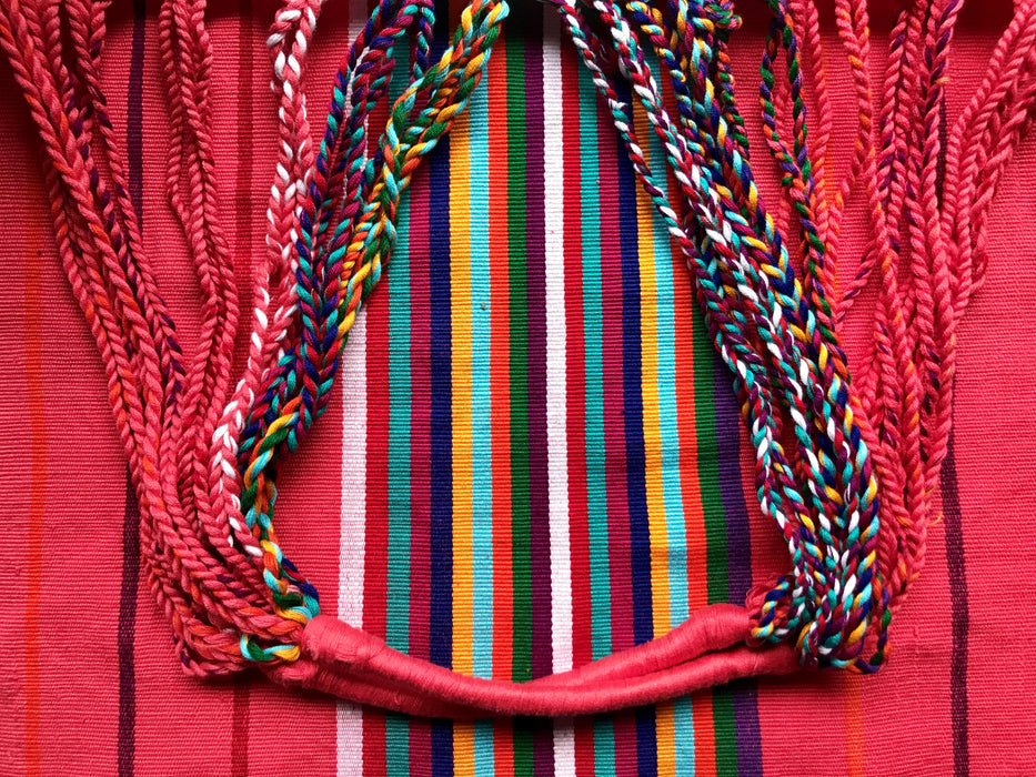 Mexico 1492: Hand-woven on a back-strap loom, by the imaginative artisans in Chiapas, Mexico, with a passion for colors, and a great talent to put those colors together masterfully. Good for any market shopping, plus environment friendly.