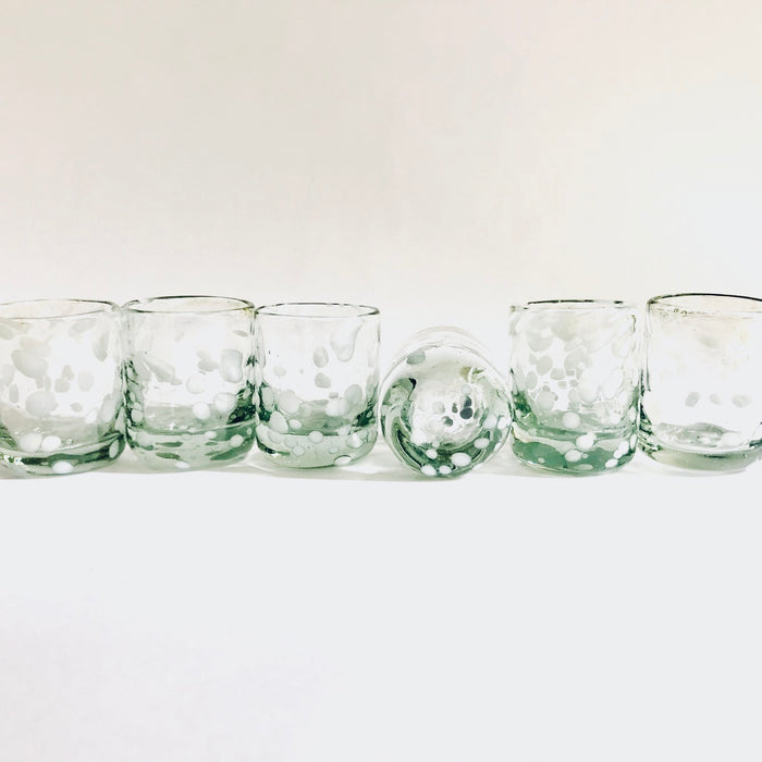Blown Glass Tequila Shot Glasses with Snowlakes - Pack of 6