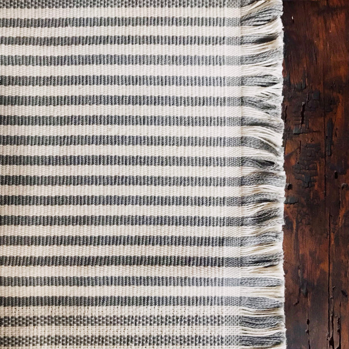 Striped Placemats - Off White & Gray - Handmade on Pedal Loom - Set of 4