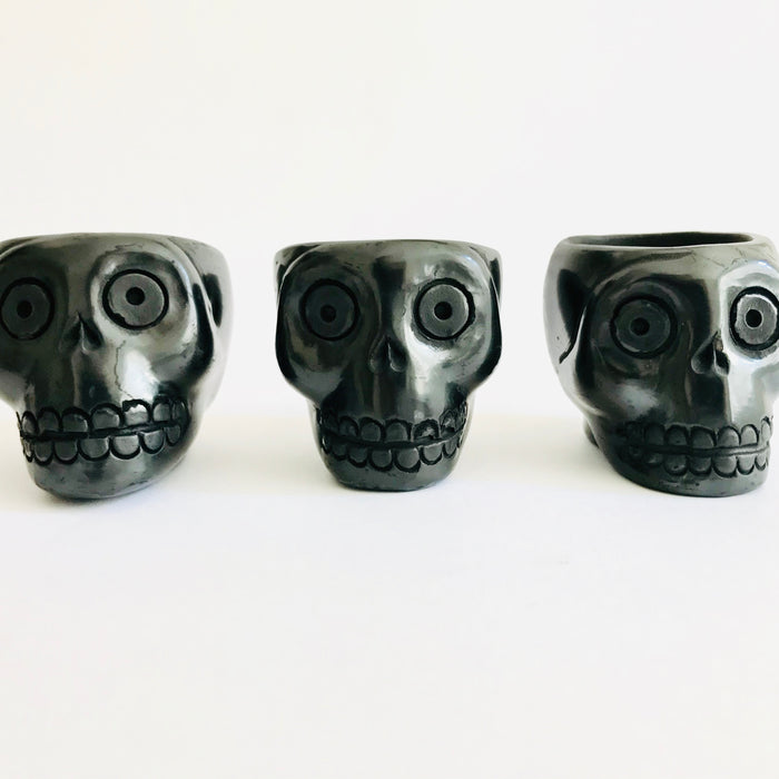 Black Clay Calavera Tequila/Mezcal Shot Glasses