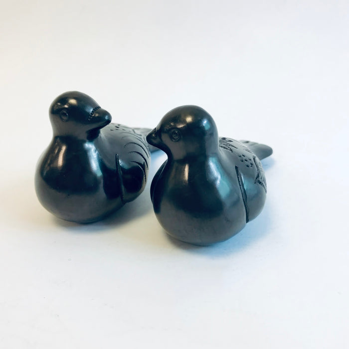 Black Clay Dove Shaped Salt and Pepper Shaker Set