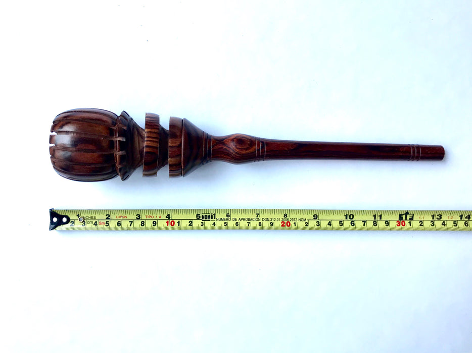 Mexico 1492 - granadillo wood molinillo, hot chocolate whisk; 33 cm long