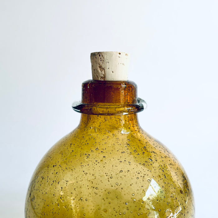 Blown Glass Wasp Catcher Style Tequila / Mezcal Bottle - Amber