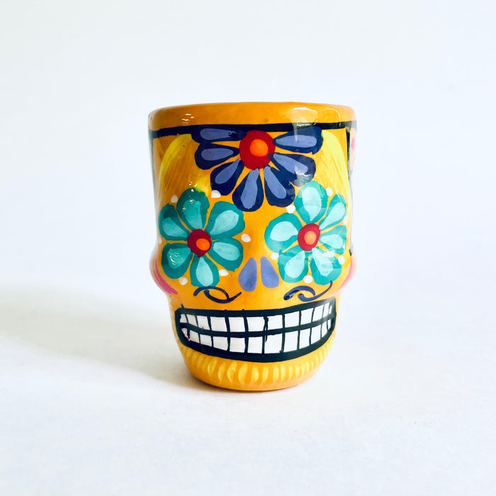 Colorful Hand-Painted and Glazed Calavera Tequila/Mezcal Shot Glass