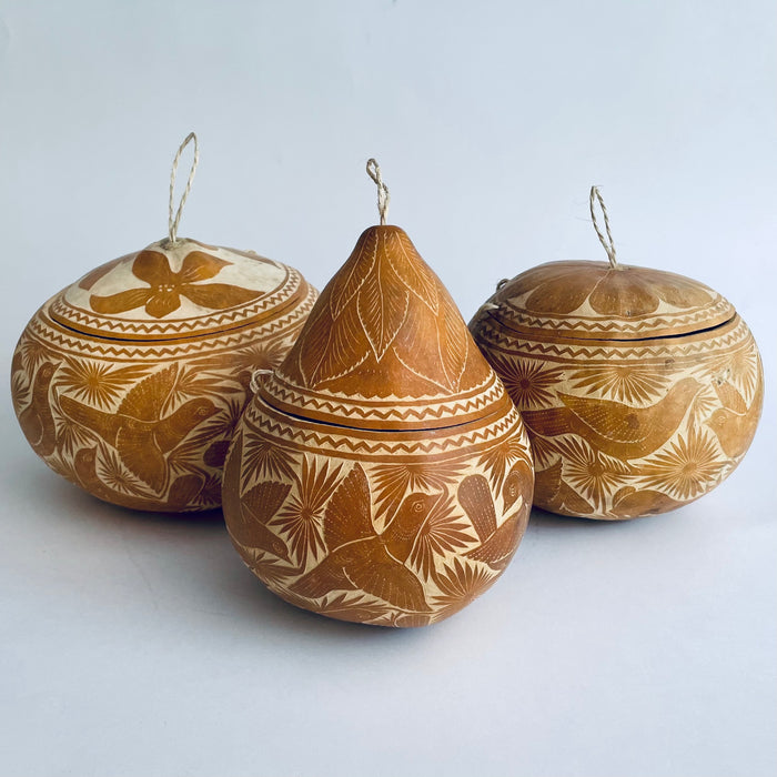 Natural Carved Gourd Tortillero