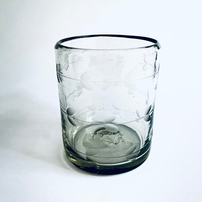 Blown Glass Cylindrical Tumblers - Etched