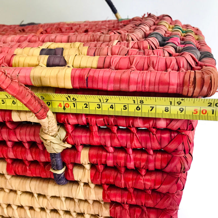 Pink Palm Fiber Picnic Basket