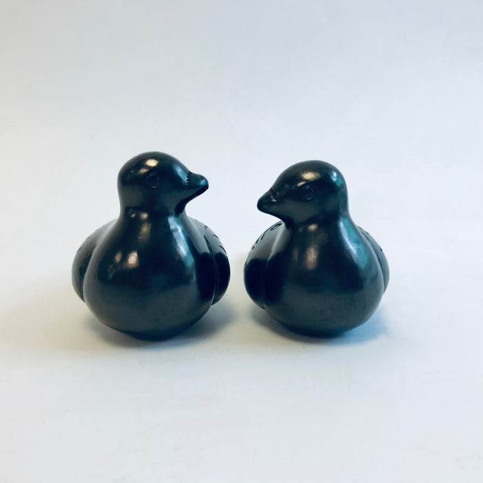 Black Clay Dove Shaped Salt and Pepper Shaker Set