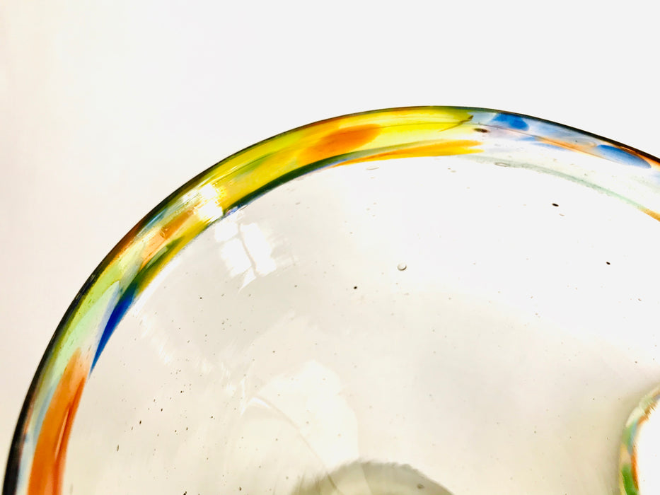 Blown Glass Margarita/Martini Glass With Colored Rim