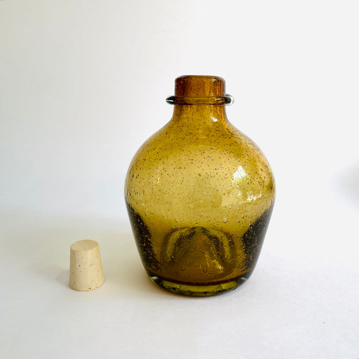 Blown Glass Wasp Catcher Style Tequila / Mezcal Bottle - Amber