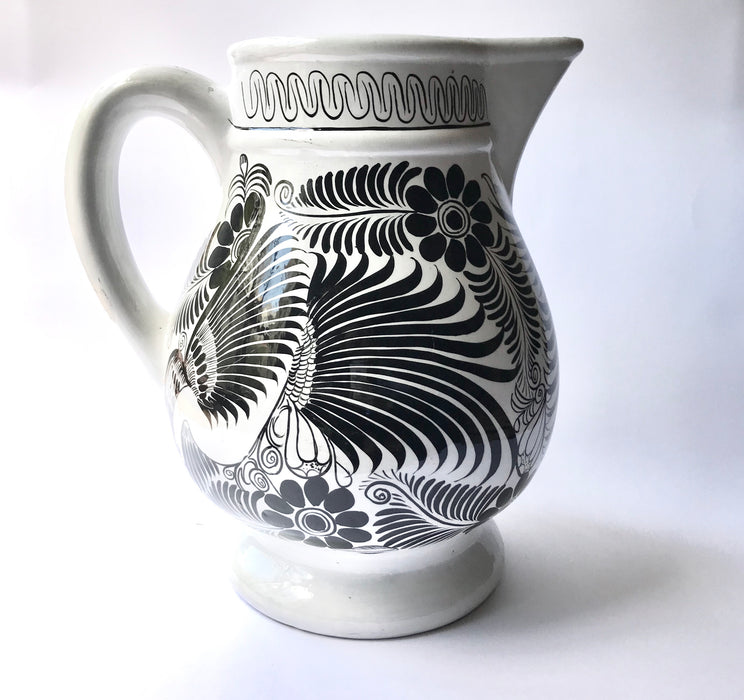 White Hand-Painted Glazed Pitcher