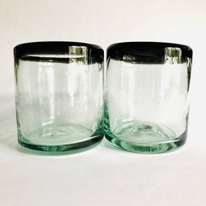 Blown Glass Tumbler With Colored Rim