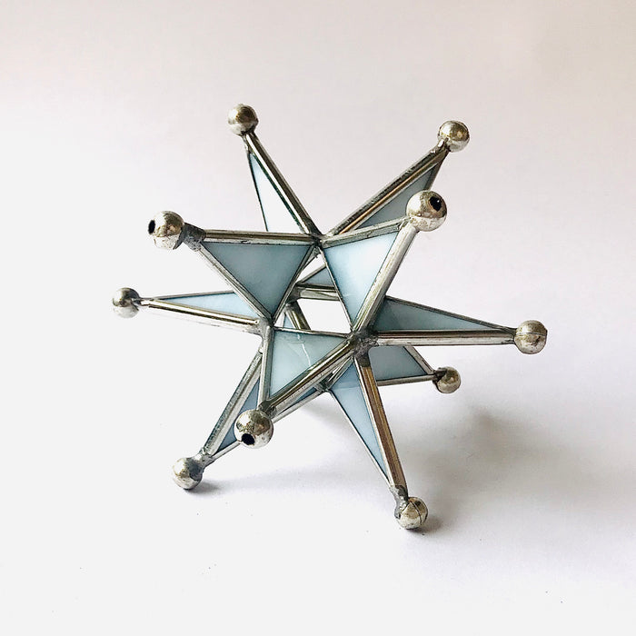 Mexico 1492 - Tinplate borders and colored glass star can be a stunning detail on your table, mantelpiece, nightstand, an amazing Christmas tree ornament, or a garland pendant.  