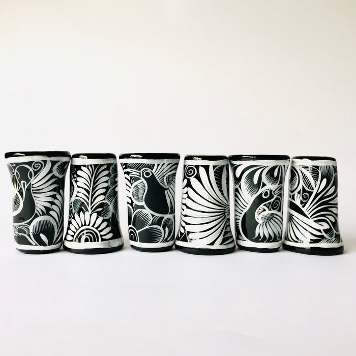 Black Hand-Painted and Glazed Tequila and Mezcal Shot Glass
