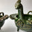 Mexico 1492: Whimsical bird-shaped salsa bowls, with ornaments like flowers or fruit. Made of clay, then bathed in spectacular, world-famous, lead-free green glaze.  With the new, lead-free technique for glazing, we can safely enjoy these beauties today as both decorative and utilitarian pieces. Great for serving salsa, appetizers, dips, marmalade, salt and spices.