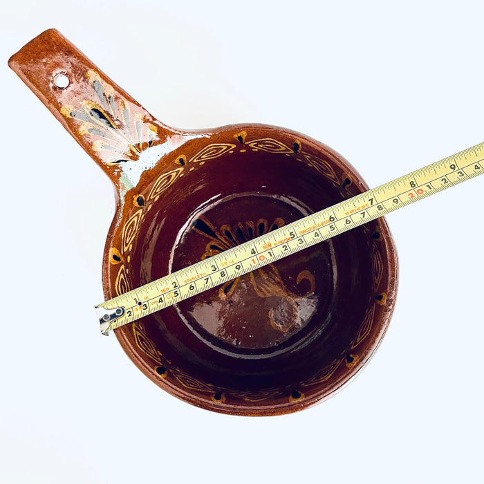 Hand-Painted and Glazed Pot with Handle - Cazuela Sartén
