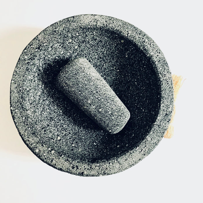 Volcanic Rock Mortar & Pestle - Molcajete - 3 Legged Short - 8”