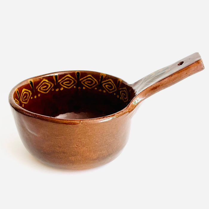 Hand-Painted and Glazed Pot with Handle - Cazuela Sartén