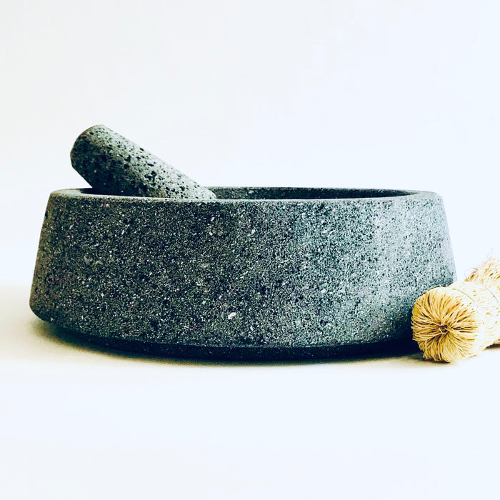Volcanic Mortar & Pestle - Molcajete - Angular Base - Large 12”