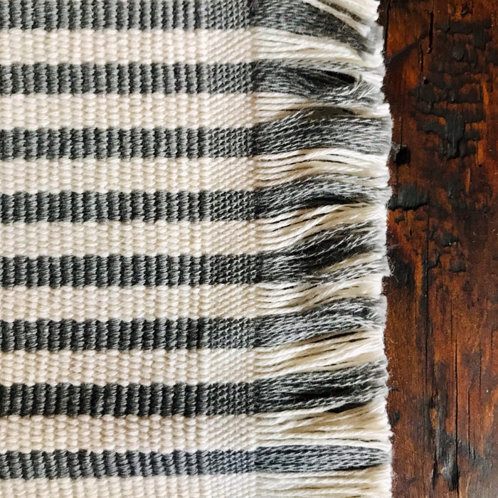 Striped Placemats - Off White & Gray - Handmade on Pedal Loom - Set of 4