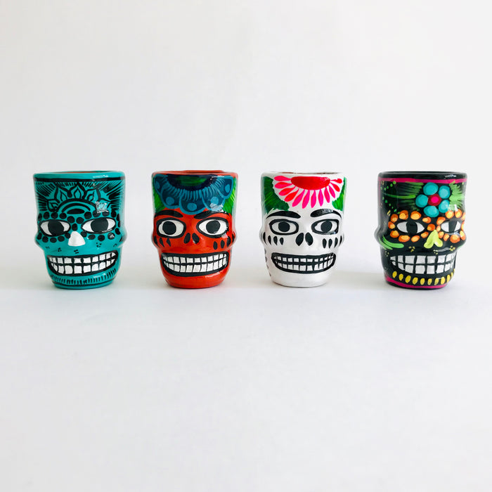 Colorful Hand-Painted and Glazed Calavera Tequila/Mezcal Shot Glass