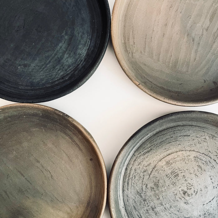 Brown Smoked Clay Plates with High Borders - Medium 8”