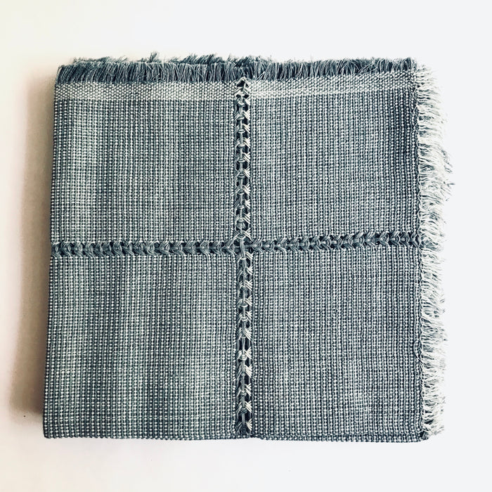 Pedal Loom Handwoven Cotton Napkins - Gray - Set of 4