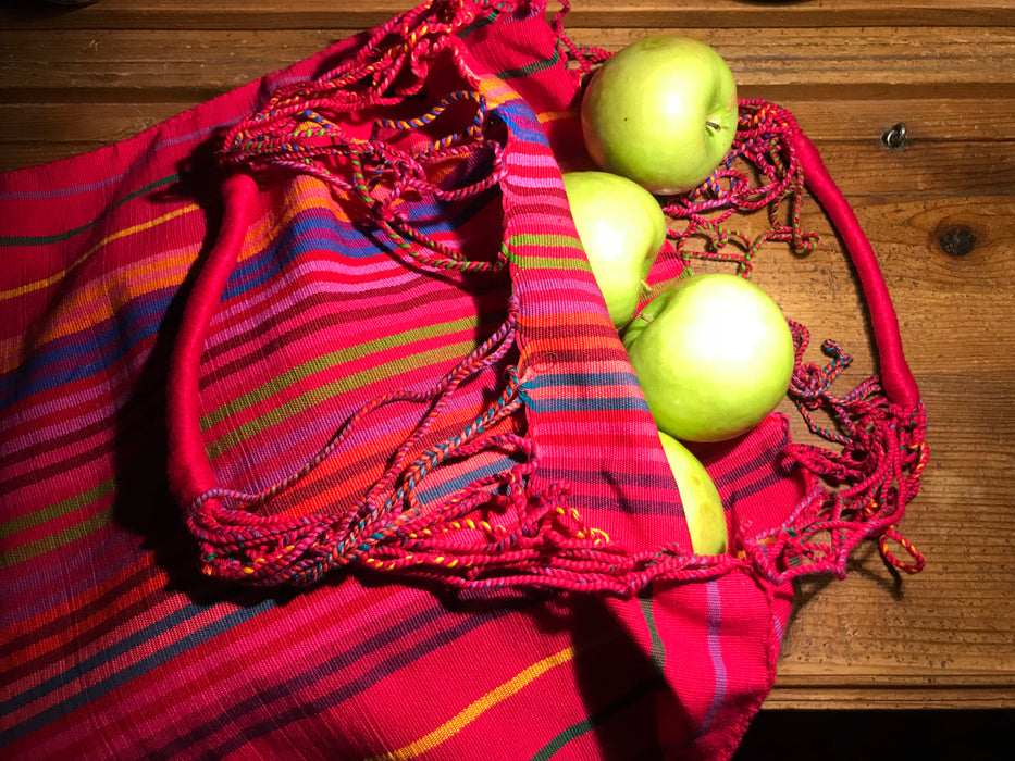 Mexico 1492: Hand-woven on a back-strap loom, by the imaginative artisans in Chiapas, Mexico, with a passion for colors, and a great talent to put those colors together masterfully. Good for any market shopping, plus environment friendly.   H 57cm (22.4"), W 43cm (17")
