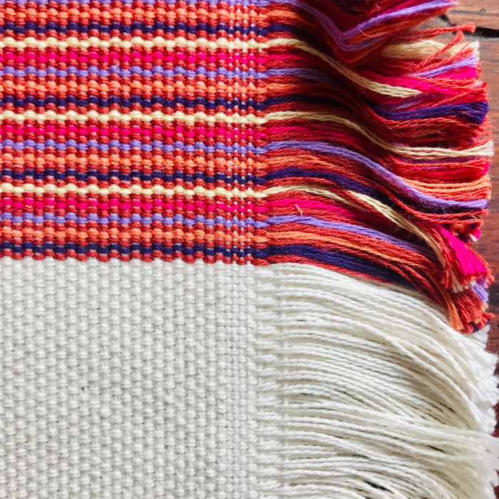 Fine Striped Placemats - Sunset/White - Handmade on Pedal Loom - Set of 4