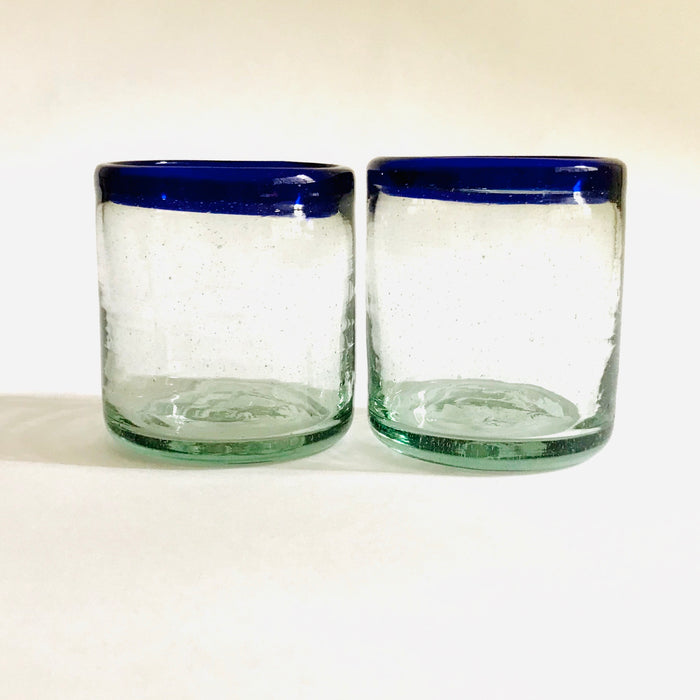 Blown Glass Tumbler With Colored Rim