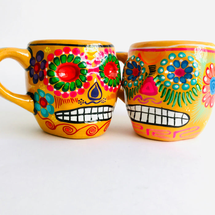 Colorful Hand-Painted and Glazed Calavera Mug