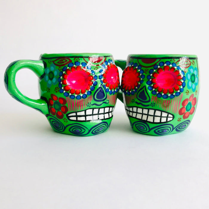 Colorful Hand-Painted and Glazed Calavera Mug