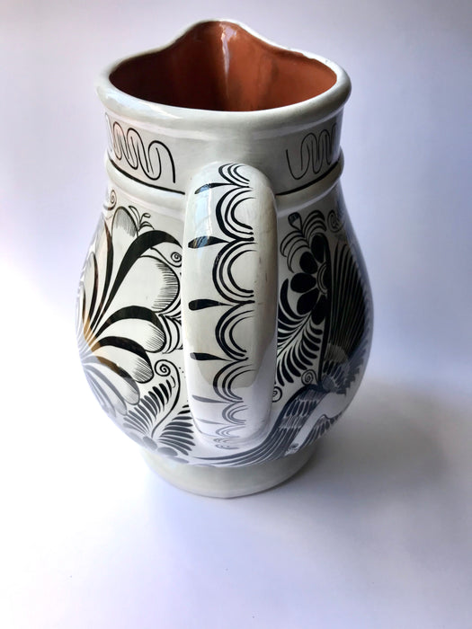 White Hand-Painted Glazed Pitcher