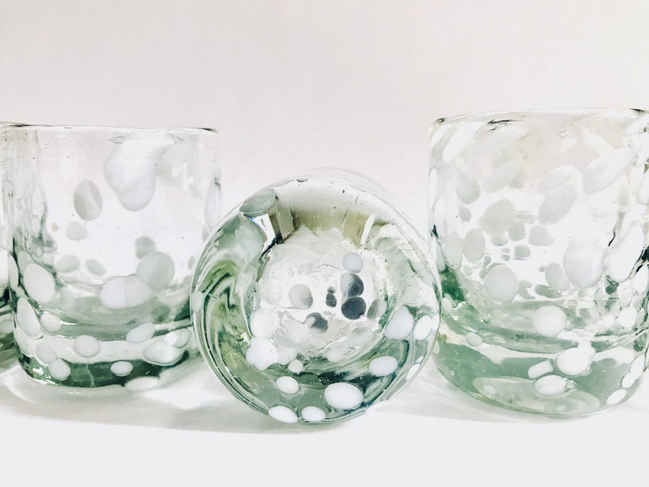 Blown Glass Tequila Shot Glasses with Snowlakes - Pack of 6