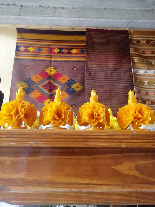 Oaxacan Ornamented Candle with Petals and Leaves - Various Hights
