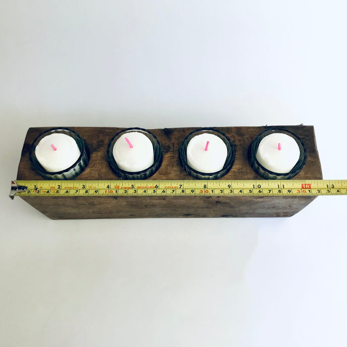 Mango Wood Antique Piloncillo Mold - 4 Holes Candle Holder