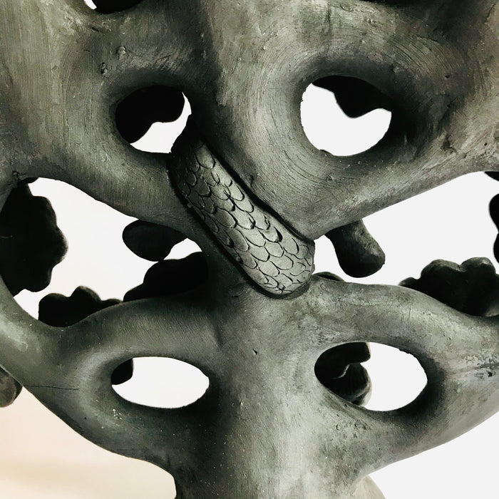 Black Clay Tree of Life Candleholder