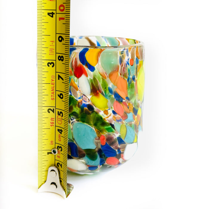 Blown Glass Water Carafe & Glass - Cylindrical - Confetti