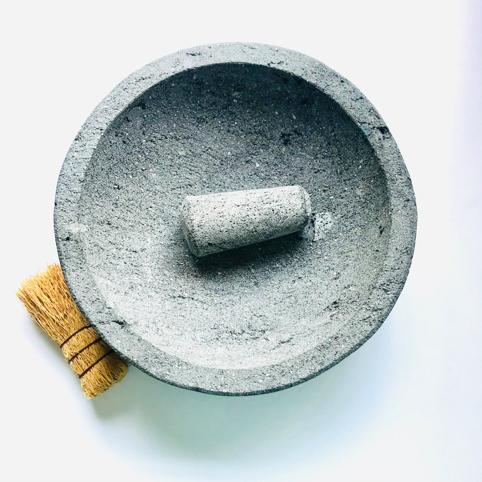 Volcanic Mortar & Pestle - Molcajete - Chalicelike Base - Large 12”