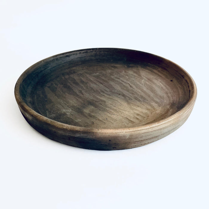 Brown Smoked Clay Plates with High Borders - Medium 8”