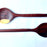 Mexico 1492: Beautiful granadillo hardwood cooking spoons, handmade, with dark red grain combined with lighter wood stem parts. A true luxury kitchen utensil with a generous-sized, wide spoon bowl. 
